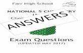 NATIONAL 5 CHEMISTRY Unit 1 - · PDF fileNATIONAL 5 CHEMISTRY Unit 1 Chemical Changes ... Exam Questions (UPDATED MAY 2017) Chemical Changes and Structure PPQ answers Rates of Reaction