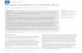 Measles surveillance in Canada: · PDF fileSURVEILLANCE Page 139 CCR July 7, 2016 Volume 2-7 Measles surveillance in Canada: 2015 Sherrard L1*, Hiebert J2, Cunliffe J1, Mendoza L2,