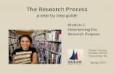 The Research Process · PDF fileThe Research Process a step by step guide Ocean County College Library Toms River, NJ Spring 2010 Module 1: Determining the Research Purpose