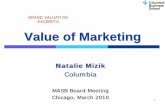 BRAND VALUATION EXCERPTS Value of Marketing - · PDF fileBRAND VALUATION EXCERPTS. Natalie Mizik ... • Brand valuation is forward looking and requires to apply corporate valuation.