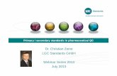 Dr. Christian Zeine LGC Standards GmbH July · PDF fileDr. Christian Zeine LGC Standards GmbH Webinar Series 2013 ... impurities should be adequately identified and / or controlled,