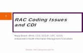 1 RAC Coding Issues and CDI - Global Health Care, · PDF fileM.Brown - RAC Coding Issues and CDI. Margi Brown, RHIA, CCS, CCS-P, CPC, CCDS. Independent Health Information Management