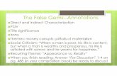 The False Gems-- · PDF fileThe False Gems--Annotations ... Contrast between “two worlds”: ... Appearance vs. Reality Micro-Seminar Read and annotate pgs. 54-55