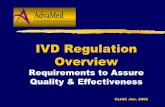 IVD Regulation Overview - Centers for Disease Control and ... · PDF fileIVD Regulation Overview ... `DHF: Design History File: Record of design activities `DMR: ... aResults of non-clinical