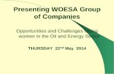 Presenting WOESA Group of Companies … · Presenting WOESA Group of Companies Opportunities and Challenges facing women in the Oil and Energy Sector THURSDAY 22nd May 2014