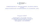 Emergency Respons Guidelines for Anhydrous hydrogen fluoride · PDF fileEMERGENCY RESPONSE GUIDELINES FOR ANHYDROUS HYDROGEN FLUORIDE (HF) ... 2 The NIOSH Pocket Guide to chemical