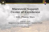 Maneuver Support Center of Excellence · PDF fileManeuver Support Center of Excellence ... -Centers of Excellence co-author documents to industry ... • Life Cycle Cost Estimate (PM)