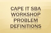CAPE IT SBA WORKSHOP PROBLEM DEFINITIONS · PDF filethe following slides are samples of problem definitions followed by suggestions of how to correctly define the problems