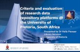 Criteria and evaluation of research data repository ... · PDF fileof research data repository platforms @ the University of ... DU-16 Explain how user interface customisation is achieved.