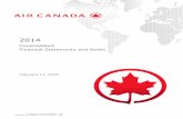 Consolidated Financial Statements and Notes - Air Canada · PDF file2014 Consolidated Financial Statements and Notes 1 STATEMENT OF MANAGEMENT’S RESPONSIBILITY FOR FINANCIAL REPORTING