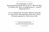 Exception from Informed Consent Requirements for Emergency ... · PDF fileContains Nonbinding Recommendations Guidance for . Institutional Review Boards, Clinical Investigators, and
