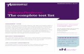 Select2Perform: The complete test listassessmentanalytics.com/promos/AAI-SHL-testlist-shortform.pdf · Cognitive Ability & Aptitude ... UK Typing Test 3 - US Written English Written