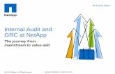 Internal Audit and GRC at NetApp - · PDF fileNetApp –The Basics Maker of storage devices and software Fortune 500 company Forbes “Great Places to Work” list $6.5B in revenue,