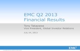 EMC Q1 2013 Financial Results - Dell EMC · PDF fileEMC ViPR, Software-Defined Storage VNX Isilon 3rd Party VMAX ViPR Data Services ViPR Controller Commodity EMC ViPR Platform Provisioning