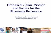 Proposed Vision, Mission and Values for the Pharmacy ... … · Proposed Vision, Mission and Values for the Pharmacy Profession E-mail address for input/comment pharmacyvision@sapc.za.org
