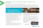 Steam & Condensate System Audit -  · PDF fileSteam & Condensate System Audit ... ŸIneﬃcient syphon and condensate line sizing Early detection of these problems and many others