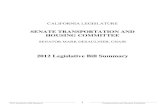 CALIFORNIA LEGISLATUREstran.senate.ca.gov/sites/stran.senate.ca.gov/files... · 1 2012 Legislative Bill Summary Transportation and Housing Committee CALIFORNIA LEGISLATURE SENATE