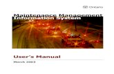 Maintenance Management Information System - · PDF fileMAINTENANCE MANAGEMENT INFORMATION SYSTEM USERS MANUAL Table of Contents Chapter 1 Chapter/Section/ Sub-Section Heading Page
