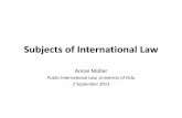Subjects of International Law - · PDF fileI n t r o d u c t i o n Subjects of international law are: entities capable of possessing international rights and duties Full subjects: