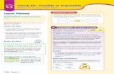Hands On: Possible or Impossible - · PDF fileHands On: Possible or Impossible Objective Determine if an event is possible or impossible ... 6 index cards, 3 labeled “possible,”