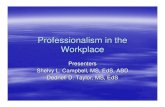 Professionalism in the workplace is professionalism judged? Against expectations or standards One’s personal values and an understanding of what “professionalism” means ... Unprofessionalism