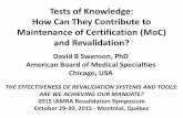 Tests of Knowledge: How Can They Contribute to revalidation symposium/Dr...Tests of Knowledge: How Can They Contribute to Maintenance of Certification (MoC) and Revalidation? David