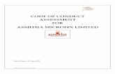 CODE OF CONDUCT ASSESSMENT FOR ASMITHA MICROFIN LIMITED Documents Publications/COCA... · CODE OF CONDUCT ASSESSMENT FOR ASMITHA MICROFIN LIMITED ... Documentation; Dissemination