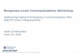 Response-Level Communications Workshophomelandplanning.nebraska.edu/...WORKSHOP_05022011.pdf · Response-Level Communications Workshop ... Technology Interoperability ... ordinary