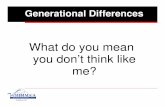 What do you mean you don’t think like me? - WSHMMA Generations in the Work Force... · What do you mean you don’t think like me? Ice Breaker ... Baby Boomers 1946 - 1964 Gen X’ers