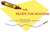 RECIPE FOR READING - etouches · PDF fileRECIPE FOR READING Connie Russo, ... –“Recipe For Reading” –Teachers in Public School . Highlights of Program • Card Pack ... Sequence