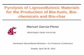 Pyrolysis of Lignocellulosic Materials for the Production of Bio-fuels, Bio · PDF file · 2016-11-14Liquid. Char. Gas. 30 - 45 % . 25-35 %. ... Fertilizer. Amides, ... Wood preservatives.