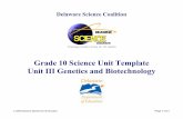 Grade 10 Science Unit Template Unit III Genetics and ... · PDF fileGrade 10 Science Unit Template Unit III Genetics ... content standards and the Understanding by Design ... and diversity