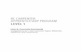 BC CARPENTER APPRENTICESHIP PROGRAM … CARPENTER APPRENTICESHIP PROGRAM — LEVEL 1 1 Program Outline Line A – Safe Work Practices A-1 Apply Shop and Site Safety Practices A-2 Apply