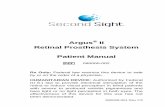 Argus II Retinal Prosthesis System Patient Manual - BEYE · PDF file900028-001 Rev C3 Argus® II Retinal Prosthesis System Patient Manual 090000-002 Rx Only: Federal law restricts