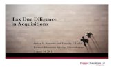 Tax Due Diligence in Acquisitions - Pepper · PDF fileTax Due Diligence in Acquisitions ... company issues, and merger and acquisition tax issues. ... including mergers and acquisitions,