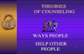 WAYS PEOPLE HELP OTHER PEOPLE - … of counseling • Trepanning: For primitive “counselors,” refers to boring, chipping, or bashing holes into a patient’s head; for modern usage,