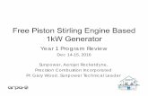 Free Piston Stirling Engine Based 1kW Generator - ARPA-E · PDF fileFree Piston Stirling Engine Based 1kW Generator Year 1 Program Review Dec 14-15, 2016 Sunpower, Aerojet Rocketdyne,