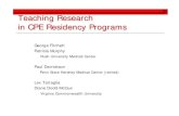 Teaching Research in CPE Residency · PDF file · 2012-02-07Teaching Research in CPE Residency Programs George Fitchett ... Surveyed a random sample of 21 free standing CPE ... reading