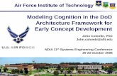 Modeling Cognition in the DoD Architecture Framework for ... · PDF fileArchitecture Framework for Early Concept Development ... Academies –Human System Integration in the ... Core