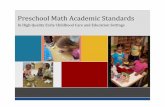 Preschool Math Academic Standards - Colorado · PDF file · 2013-05-02Preschool Math Academic Standards ... Preschool Standards & Assessments Crosswalk to Results Matter Systems,