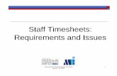 Staff Timesheets: Requirements and Issues allocating time to more than one grant were not keeping timesheets that show actual time spent on each grant Lack of proper timekeeping systems