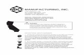 MANUFACTURING, INC. - · PDF filemkt manufacturing, inc. standard new product warranty . express limited parts warranty for new products . mkt manufacturing, inc. ... b. exciter case