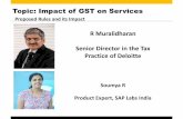 R Muralidharan Senior Director in the Tax Practice of Deloitte of GS… · 25/05/2015 · Topic: Impact of GST on Services Proposed Rules and its Impact R Muralidharan Senior Director