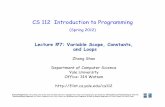 CS 112 Introduction to Programming - Yale Universityzoo.cs.yale.edu/classes/cs112/2012-spring/lectures/lec7p1.pdf · CS 112 Introduction to Programming (Spring 2012) Lecture #7: Variable
