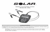 Battery and System Tester SOLAR Model No. BA9 A.pdf · Before using the tester near a car, ... spark or short circuit the battery or another electrical part that may cause explosion.