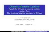 Chernov Memorial Lectures - mat.uniroma2.itliverani/Seminars/Chernov2-2017.pdf · Lecture Two The functional analytic approach to Billiards Liverani Carlangelo ... P. Gaspard and