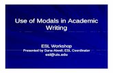 Use of Modals in Academic · PDF fileModal + not + verb might not attend 2. ... Use a modal verb in place of the underlined words and phrases. ... Use of Modals in Academic Writing.ppt