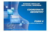 COORDINATE GEOMETRY FORM 4 - Mathematics  · PDF fileRUZIHAN ABDULLAH SMK PUTERI, SEREMBAN COORDINATE GEOMETRY FORM 4