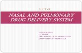 NASAL AND PULMONARY DRUG DELIVERY  · PDF fileNASAL AND PULMONARY DRUG DELIVERY SYSTEM V.MANIMARAN ... MECHANISM OF DRUG ABSORPTION . 10. ... Labour induction; lactation
