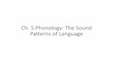 Ch. 5 Phonology: The Sound Patterns of Language · PDF fileChange the plural morpheme /z/ to a voiceless [s] ... phonetic form of morphemes are morphophonemic rules. ... • English